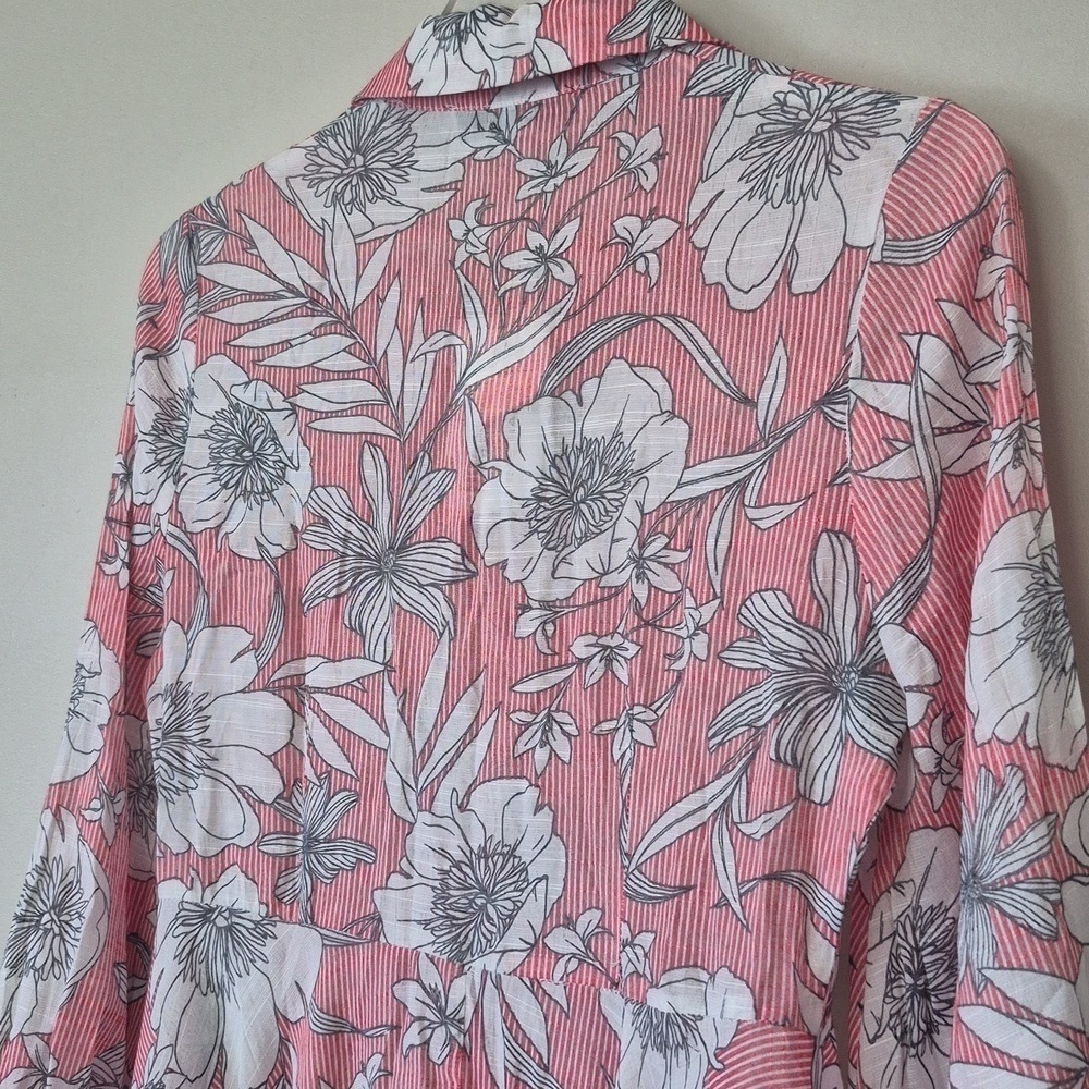 Katherine Barclay Red Striped and White Floral Long Sleeve Maxi Dress, Size XS - Picture 6 of 11
